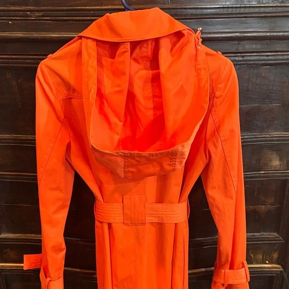 MICHAEL Michael Kors Gorgeous Bright Orange Trench Coat NWOT - Picture 5 of 5